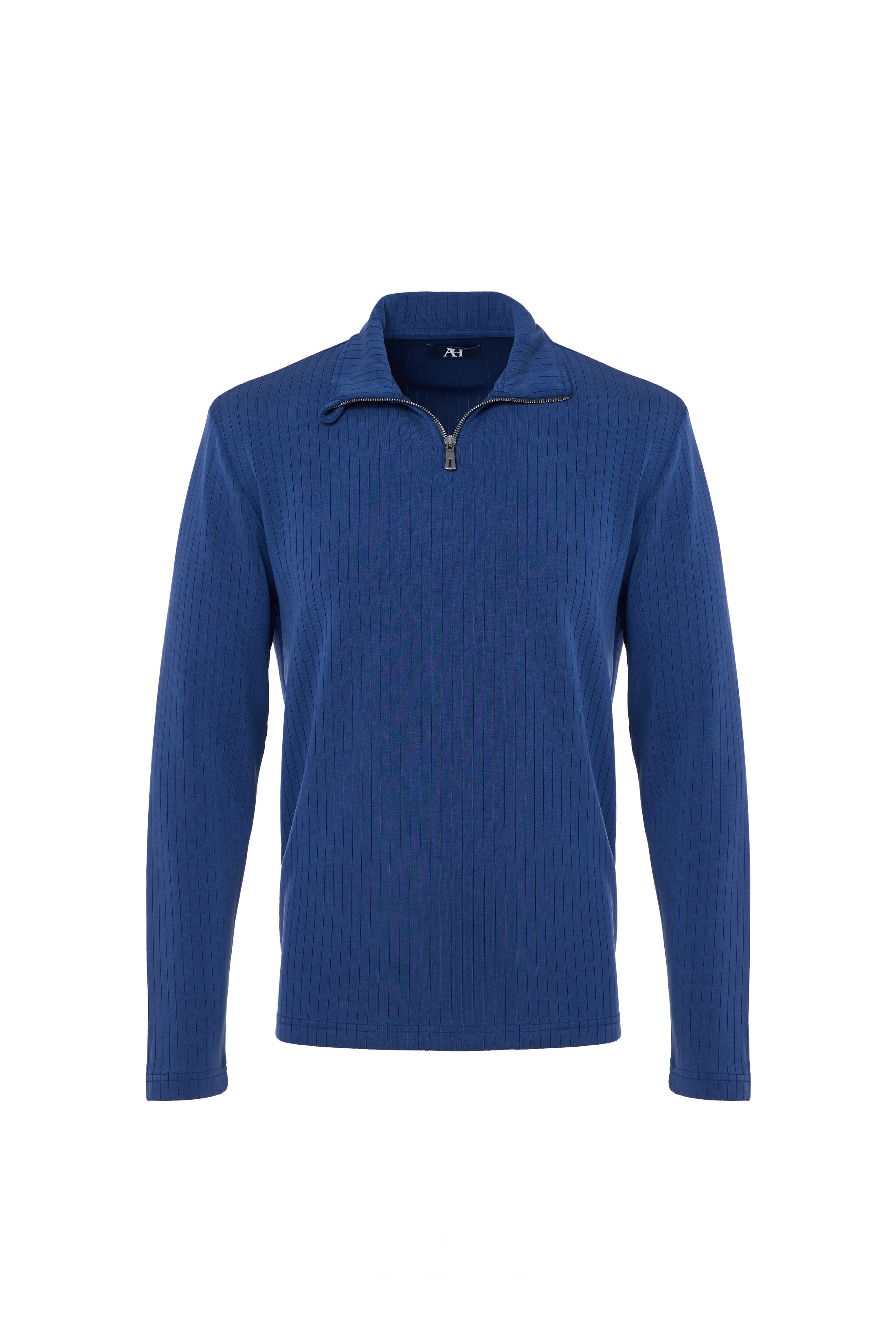 Indigo Ribbed Stripe Quarter Zip