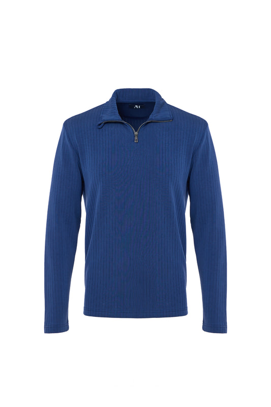 Indigo Ribbed Stripe Quarter Zip