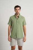 Load image into Gallery viewer, Khaki Seersucker Short Sleeve Shirt
