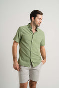 Load image into Gallery viewer, Khaki Seersucker Short Sleeve Shirt
