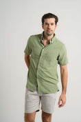 Load image into Gallery viewer, Khaki Seersucker Short Sleeve Shirt
