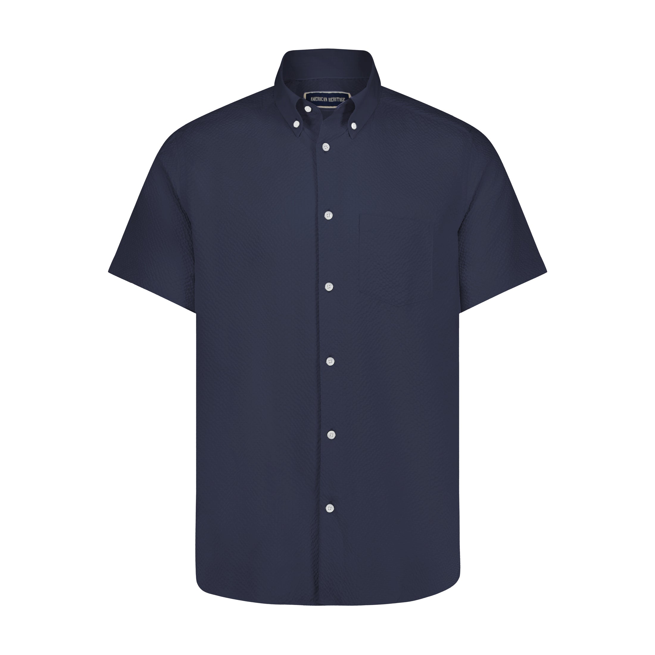Navy Seersucker Short Sleeve Shirt - BT