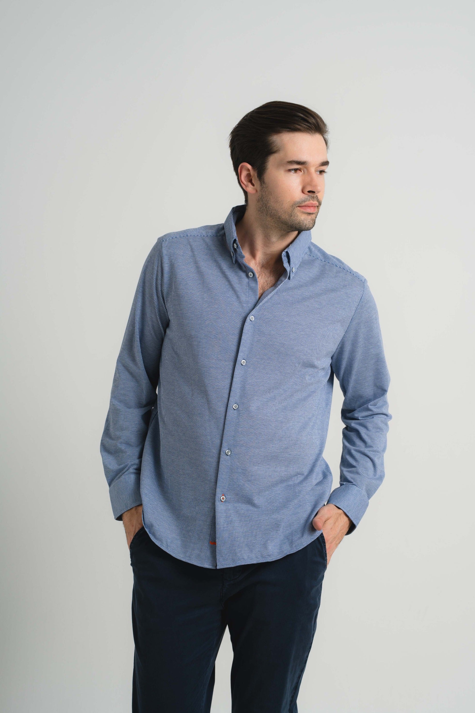 Navy Mini Houndstooth Shirt