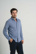 Load image into Gallery viewer, Navy Mini Houndstooth Shirt
