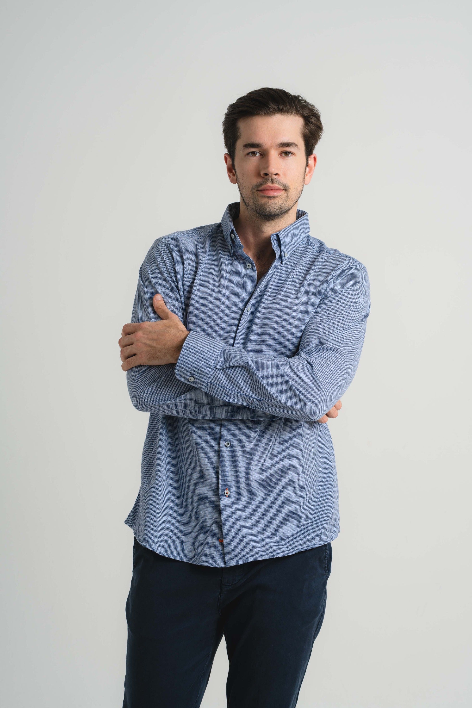 Navy Mini Houndstooth Shirt