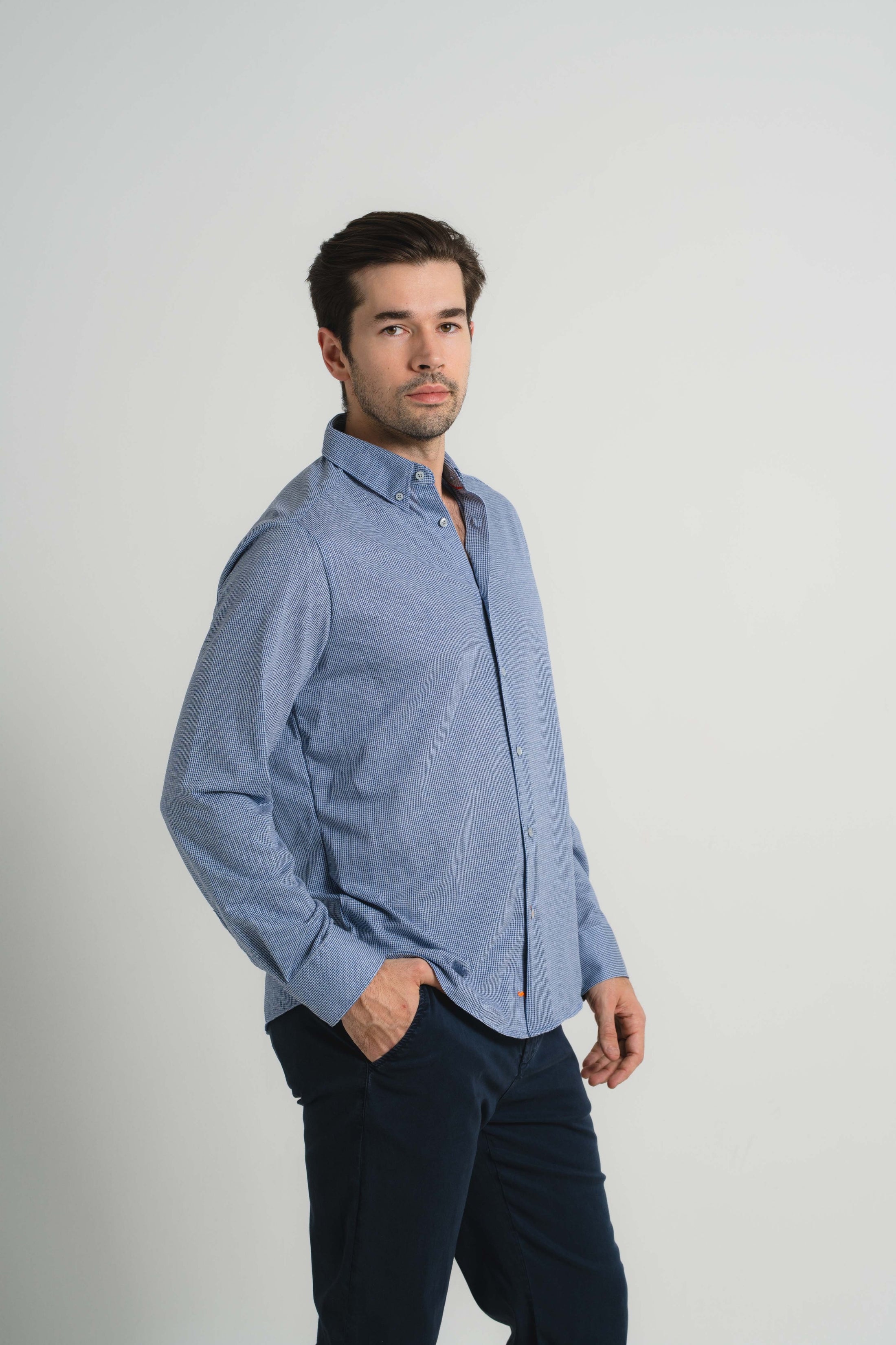 Navy Mini Houndstooth Shirt