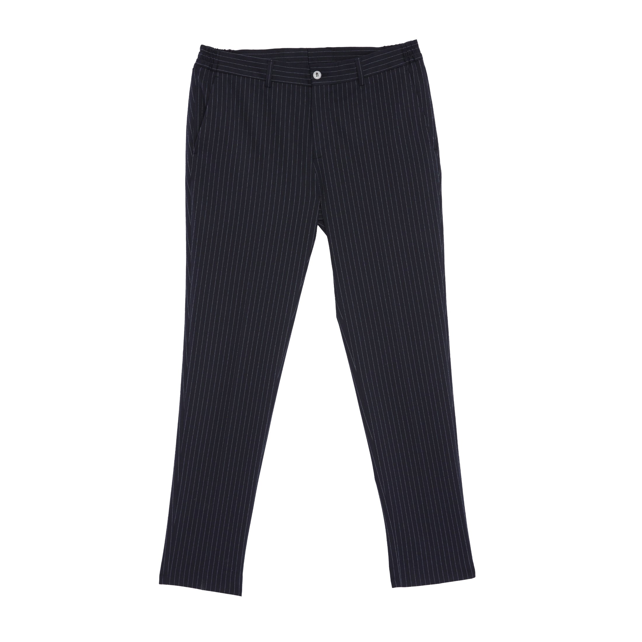 Navy Jersey Knit Stripe Suit