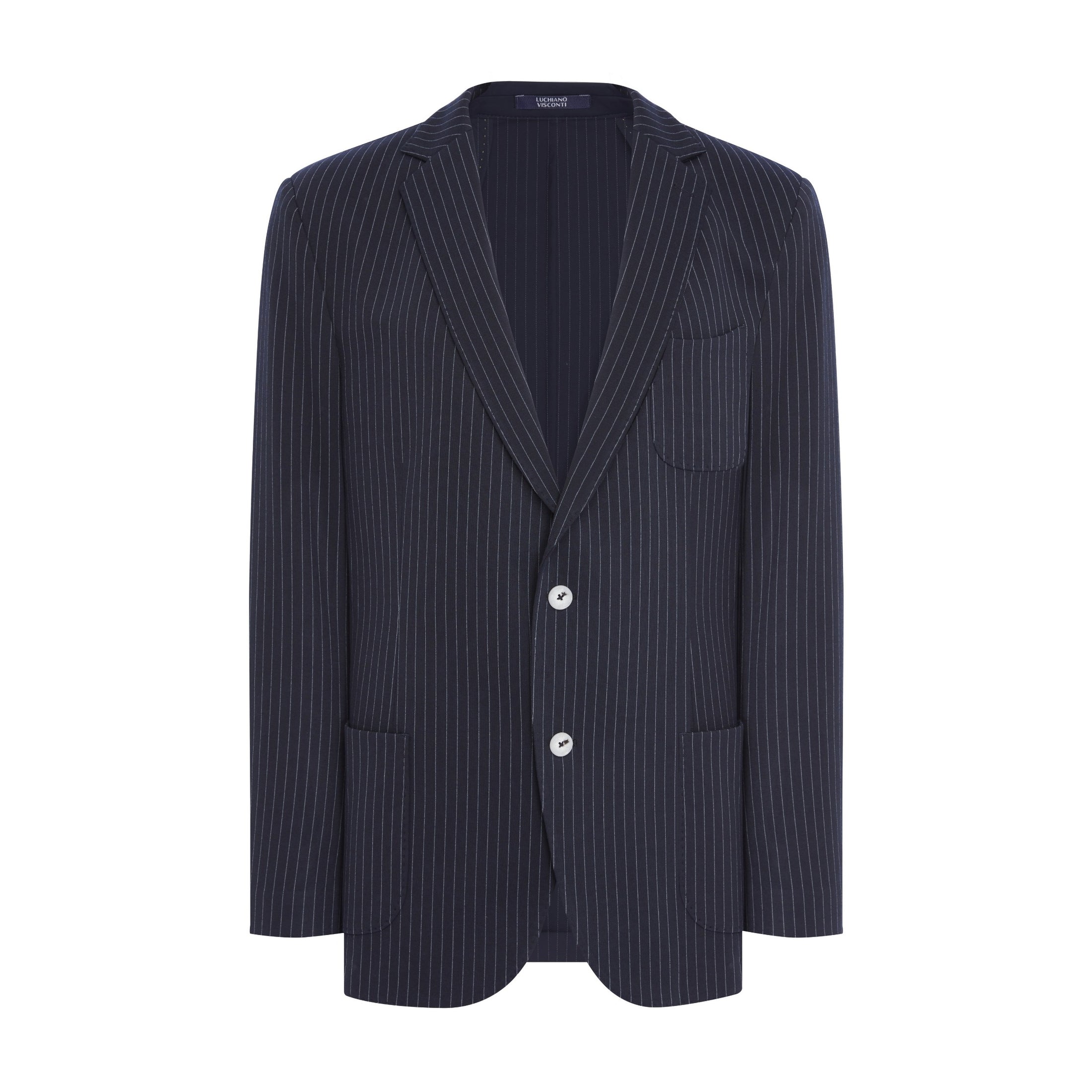 Navy Jersey Knit Stripe Suit