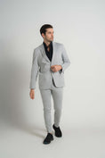 Load image into Gallery viewer, Grey Jersey Knit Stripe Suit
