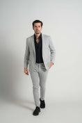 Load image into Gallery viewer, Grey Jersey Knit Stripe Suit
