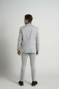 Load image into Gallery viewer, Grey Jersey Knit Stripe Suit
