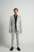 Load image into Gallery viewer, Grey Jersey Knit Stripe Suit
