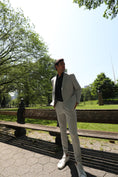 Load image into Gallery viewer, Grey Jersey Knit Stripe Suit

