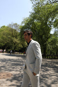 Load image into Gallery viewer, Grey Jersey Knit Stripe Suit
