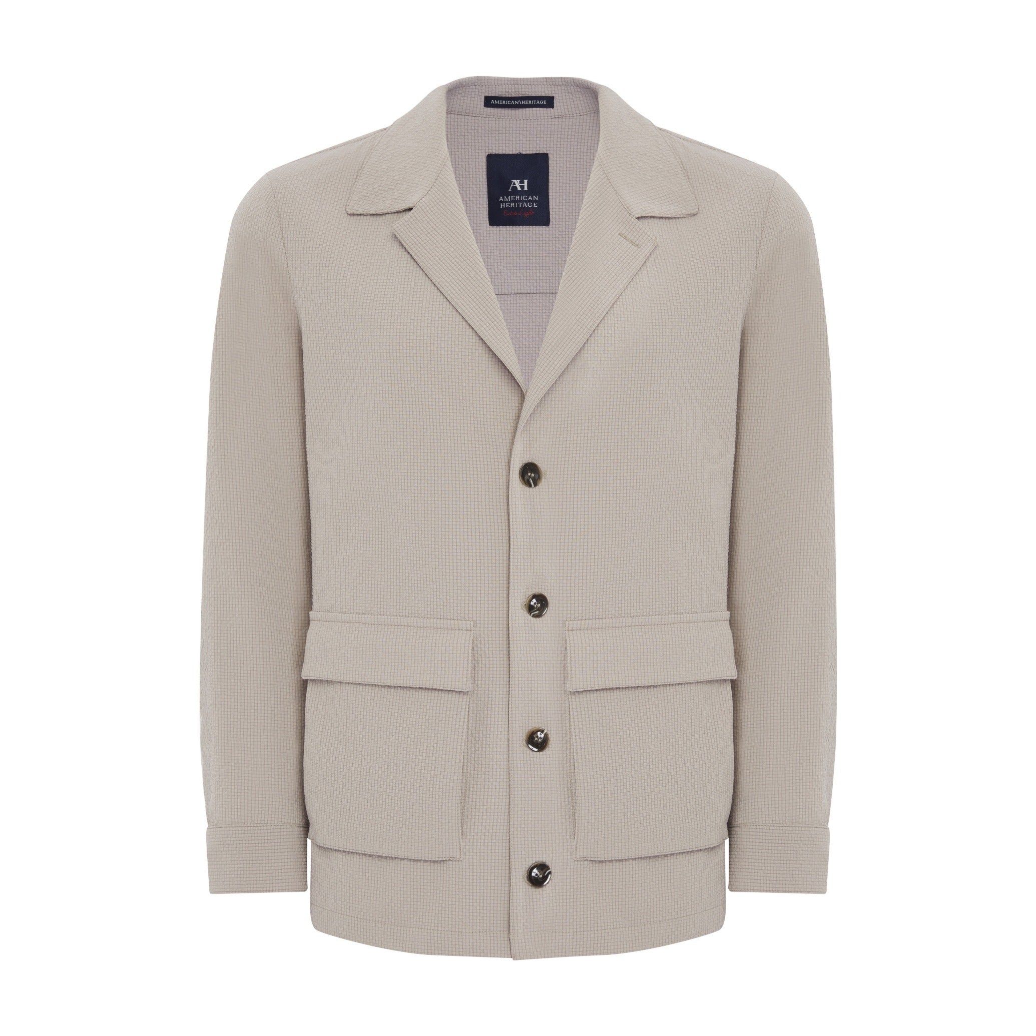 Stone Seersucker Stretch Coat
