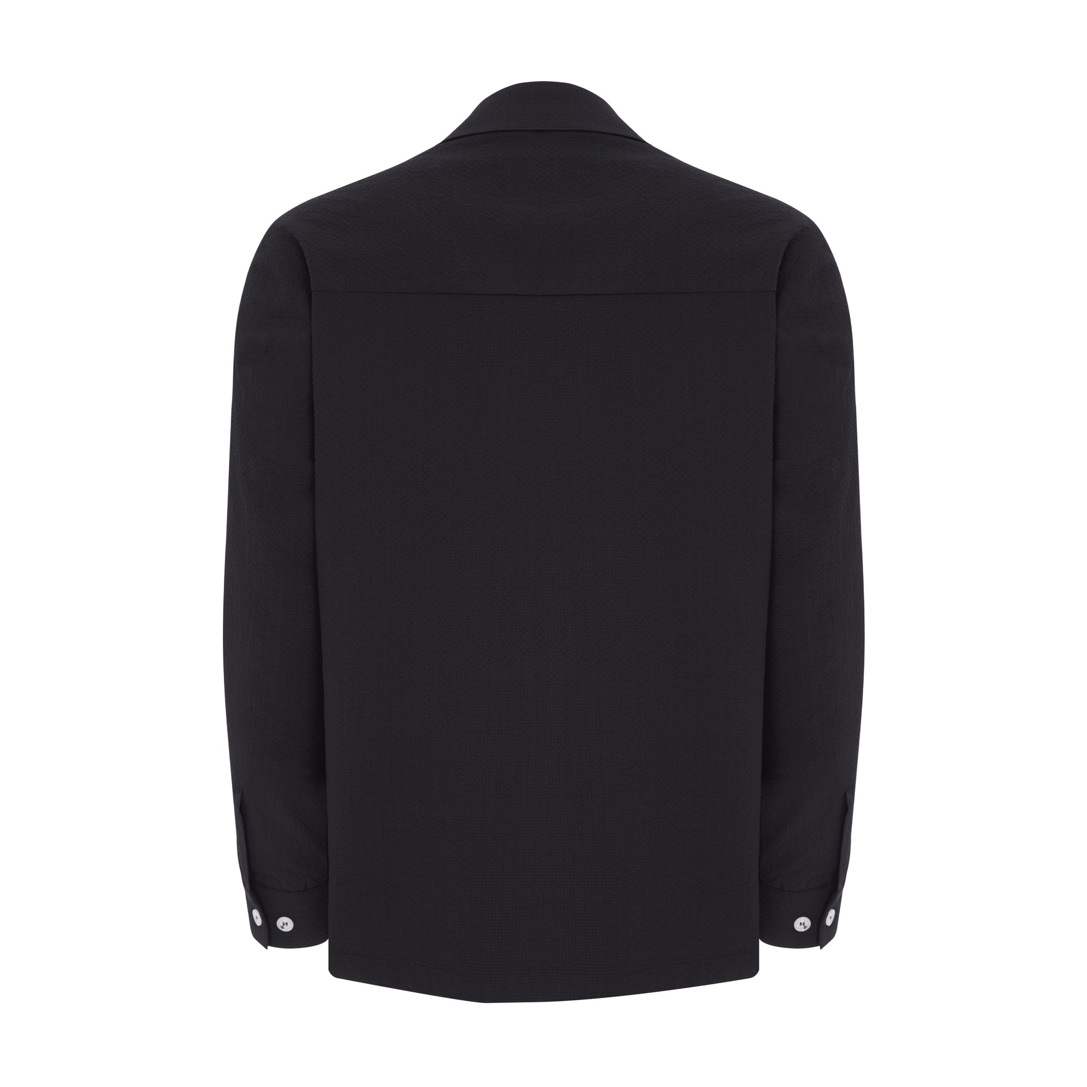 Black Seersucker Stretch Coat
