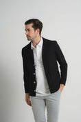 Load image into Gallery viewer, Black Seersucker Stretch Coat
