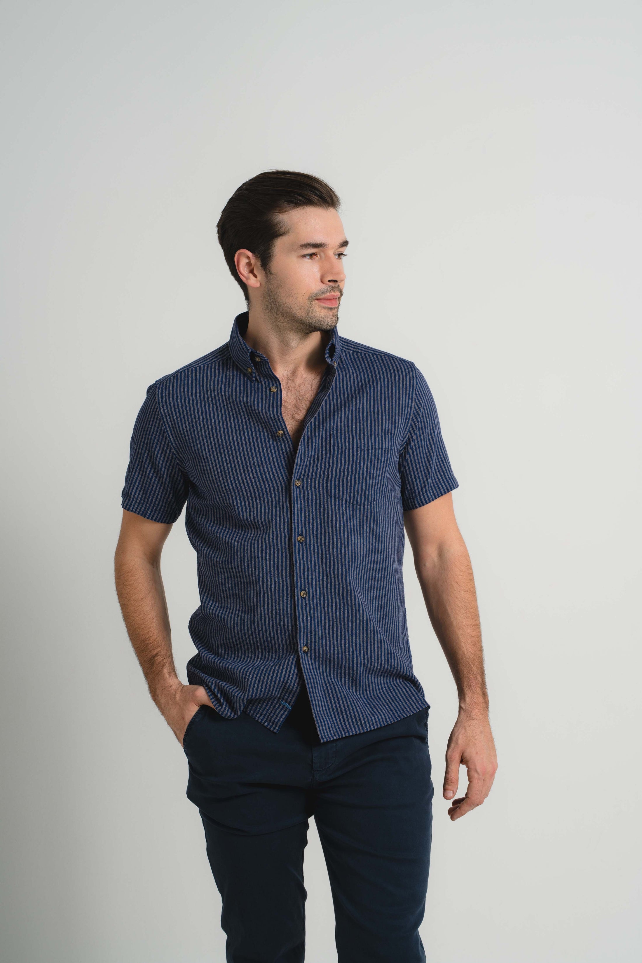 Thin Stripe Short Sleeve Shirt