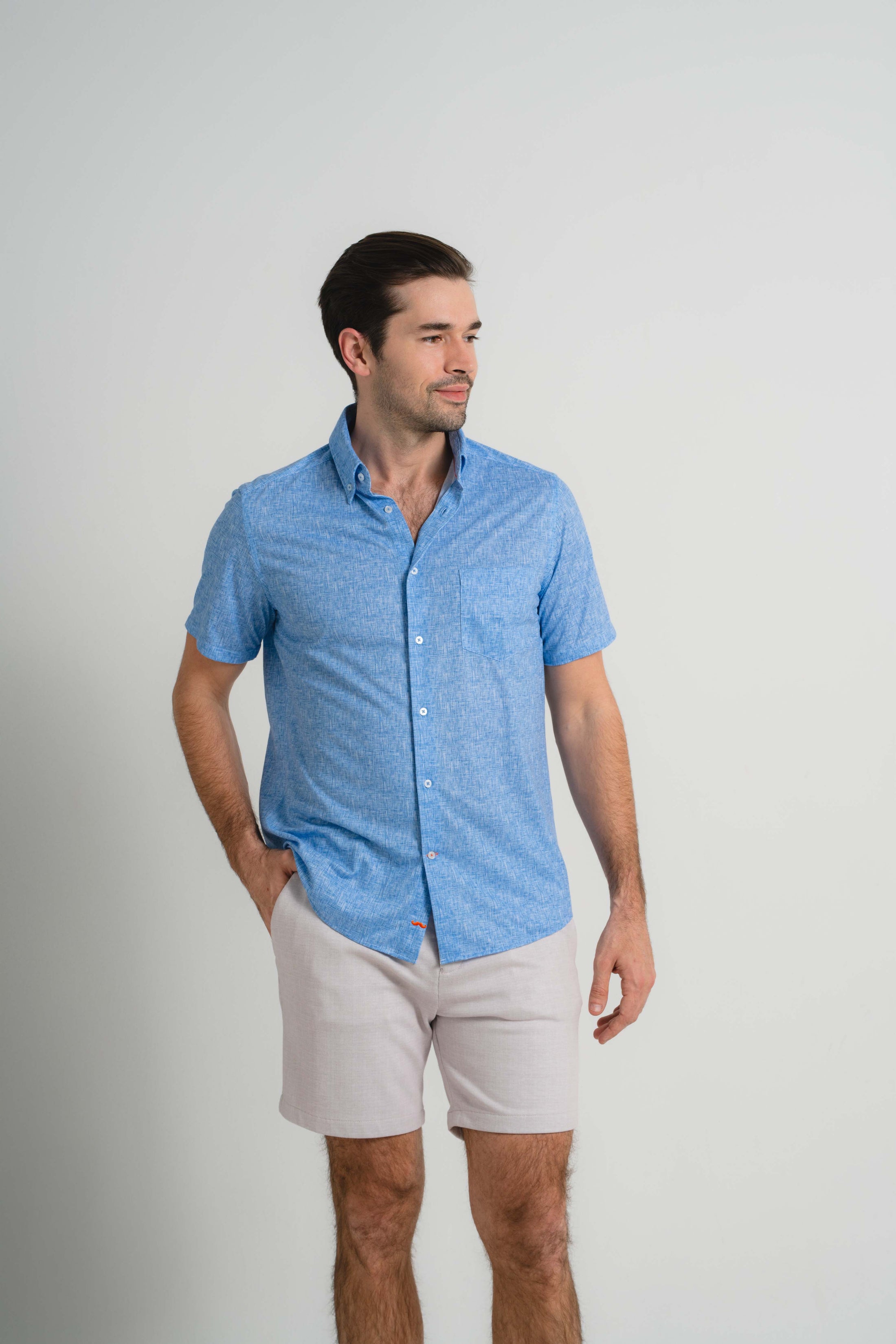 Royal Cross-Hatch Short Sleeve Shirt