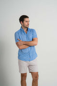 Load image into Gallery viewer, Royal Cross-Hatch Short Sleeve Shirt
