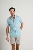 Load image into Gallery viewer, Aqua Cross-Hatch Short Sleeve Shirt
