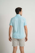 Load image into Gallery viewer, Aqua Cross-Hatch Short Sleeve Shirt
