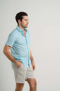 Load image into Gallery viewer, Aqua Cross-Hatch Short Sleeve Shirt
