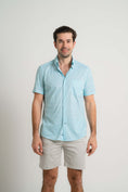 Load image into Gallery viewer, Aqua Cross-Hatch Short Sleeve Shirt
