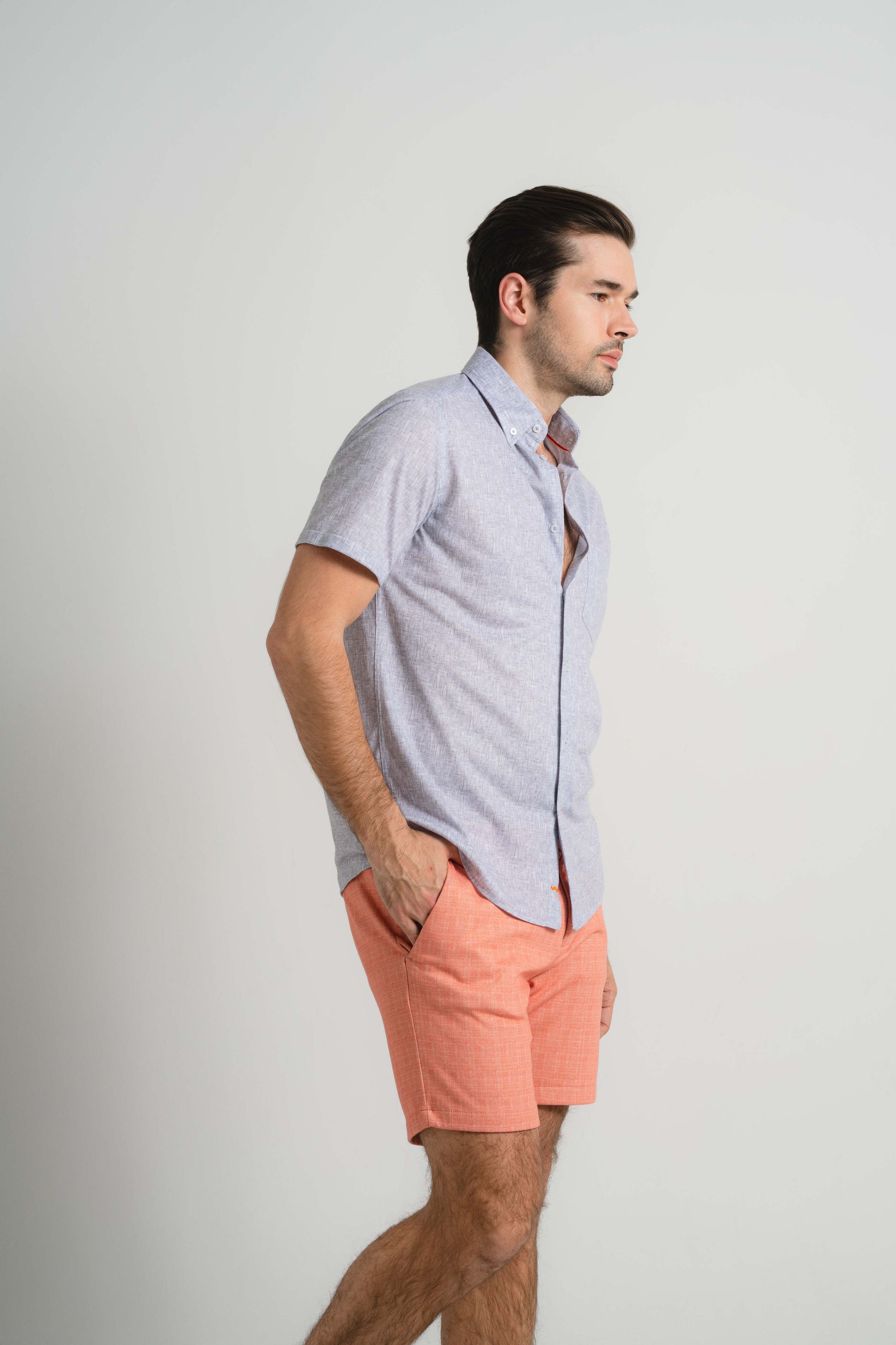 Grey Cross-Hatch Short Sleeve Shirt