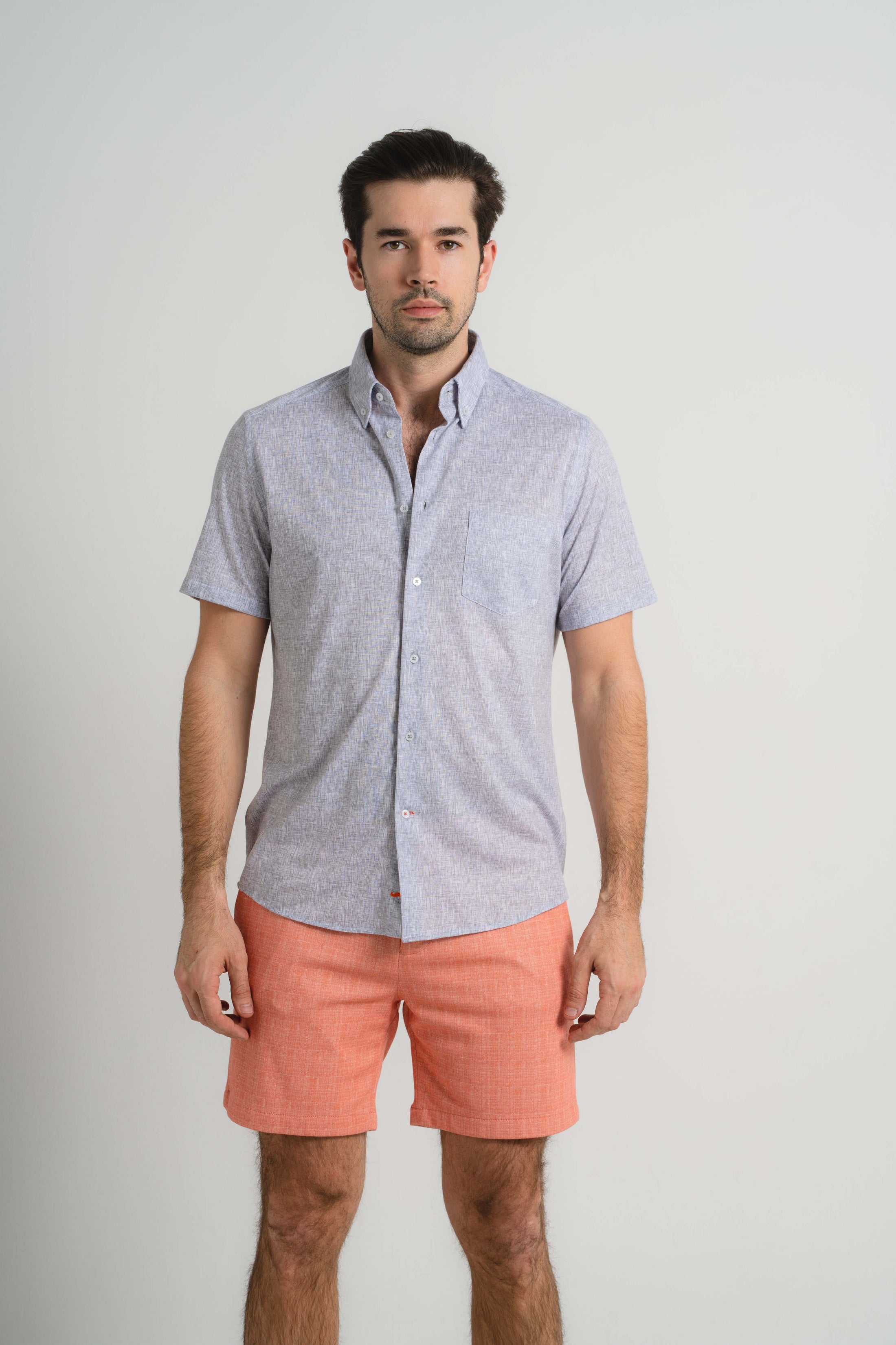 Grey Cross-Hatch Short Sleeve Shirt