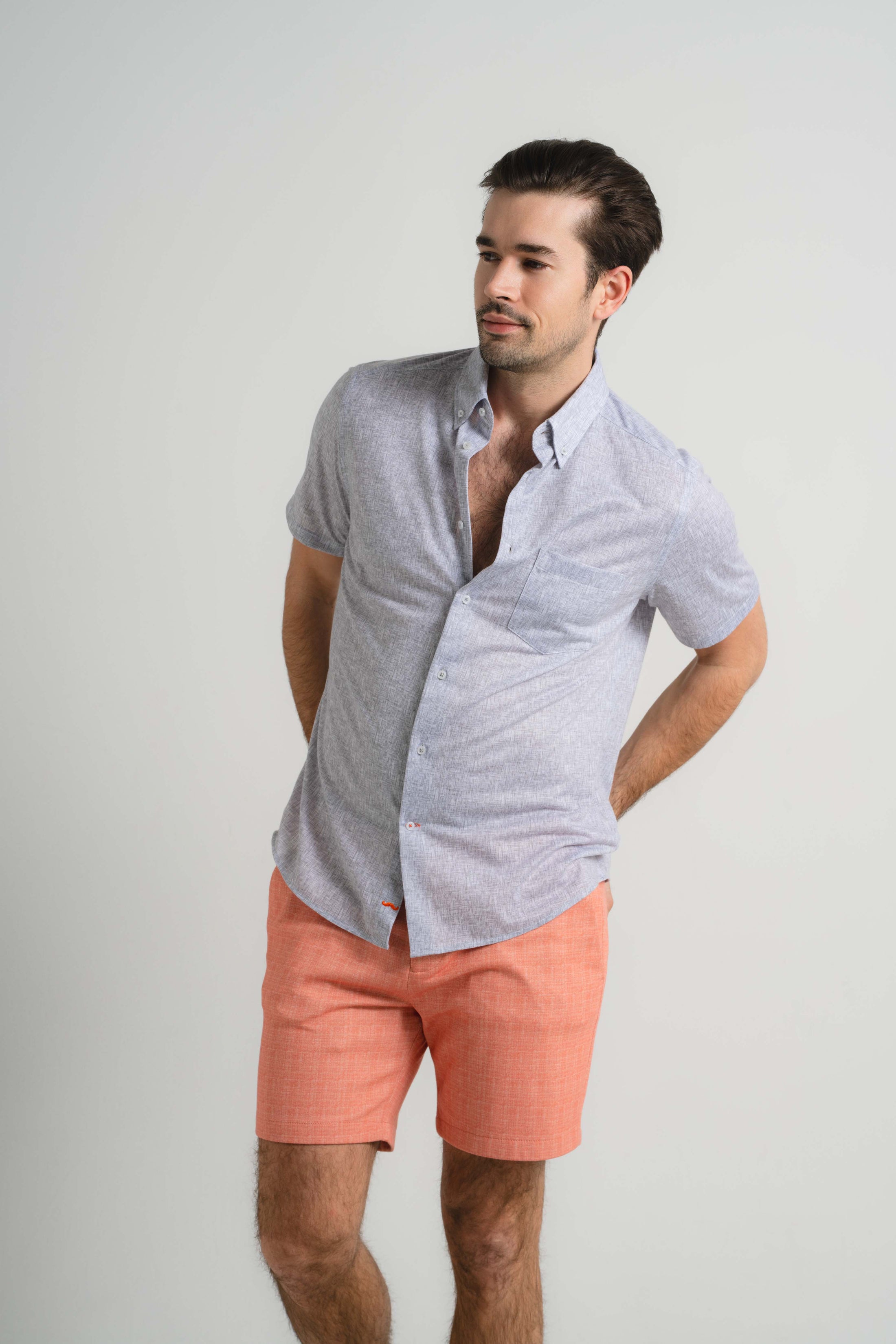 Grey Cross-Hatch Short Sleeve Shirt