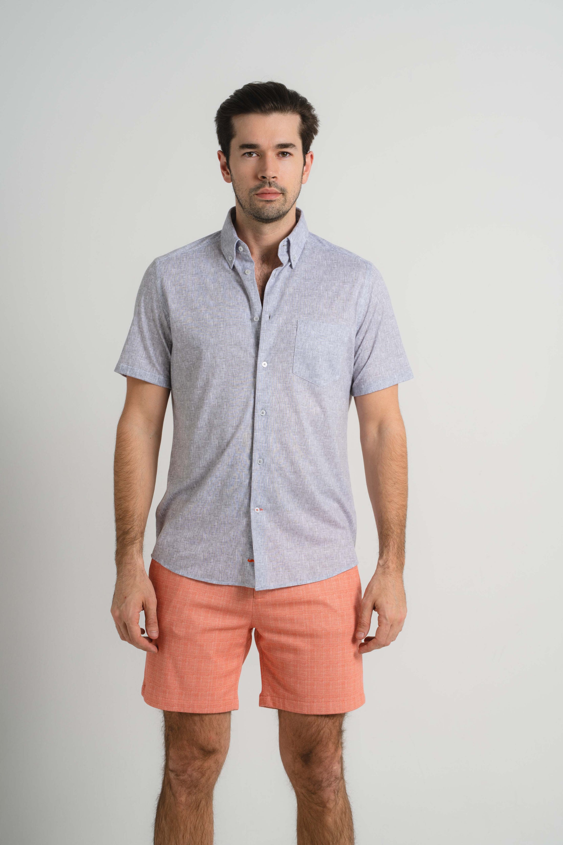 Grey Cross-Hatch Short Sleeve Shirt