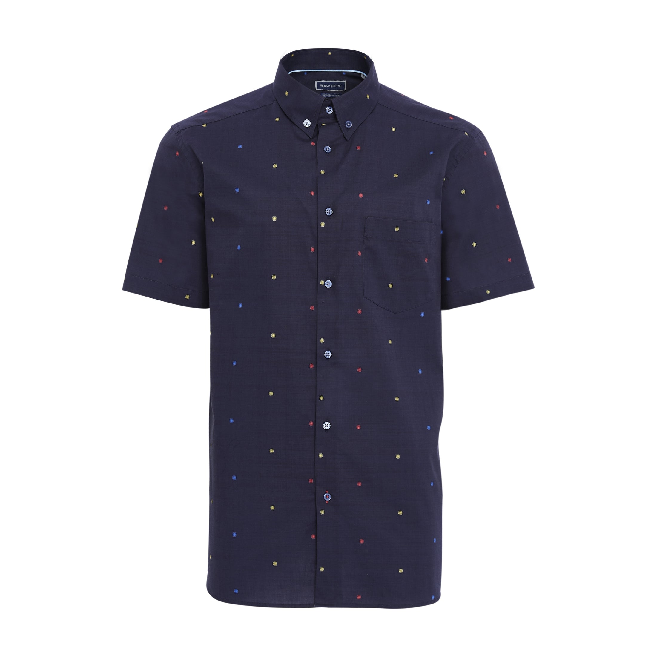 Navy Pin Dot Short Sleeve Shirt