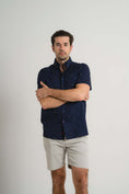 Load image into Gallery viewer, Navy Pin Dot Short Sleeve Shirt
