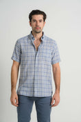 Load image into Gallery viewer, Vintage Navy Checkered Short Sleeve Shirt
