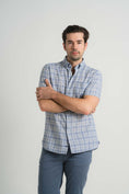 Load image into Gallery viewer, Vintage Navy Checkered Short Sleeve Shirt

