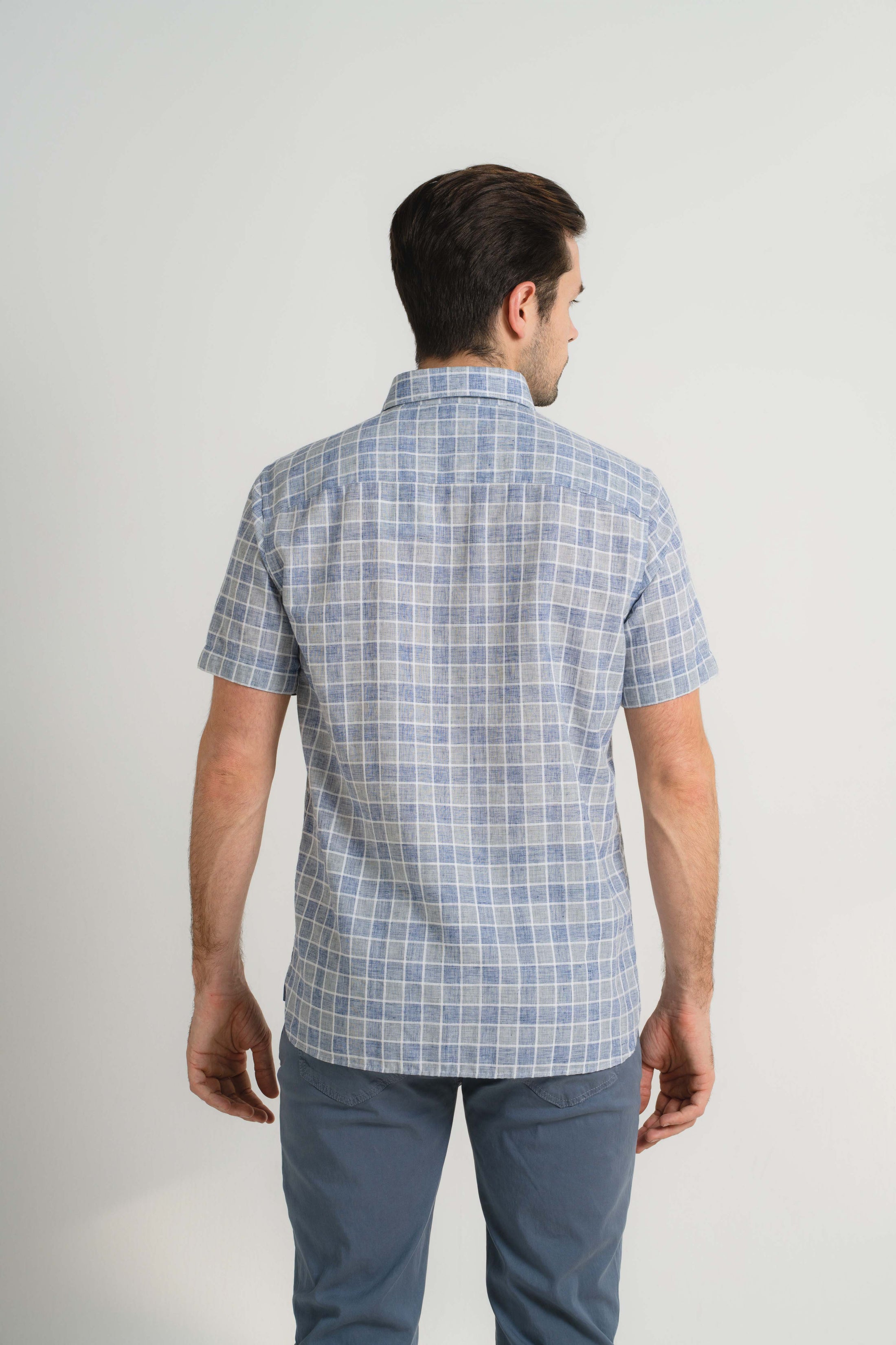 Vintage Navy Checkered Short Sleeve Shirt