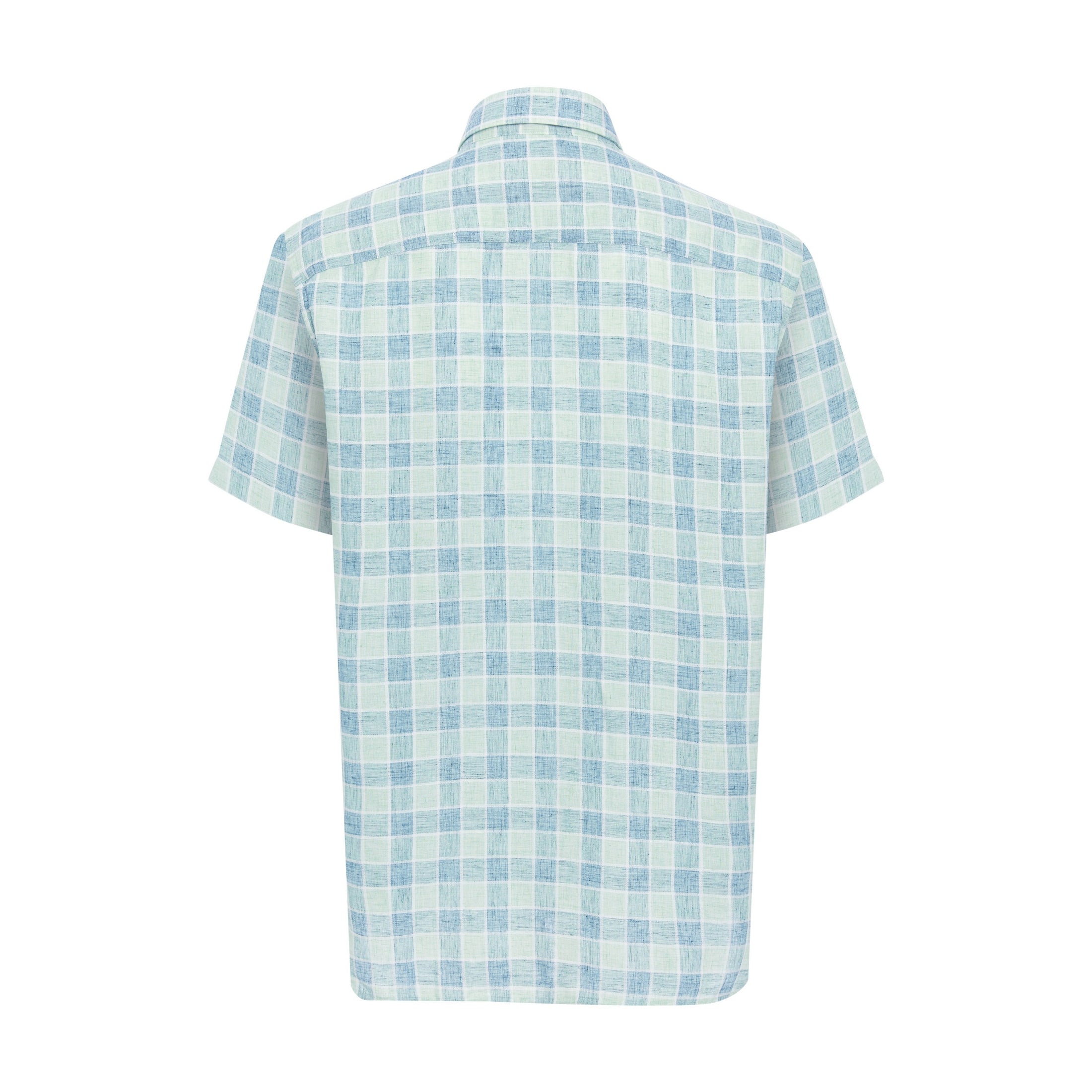 Vintage Aqua Checkered Short Sleeve Shirt