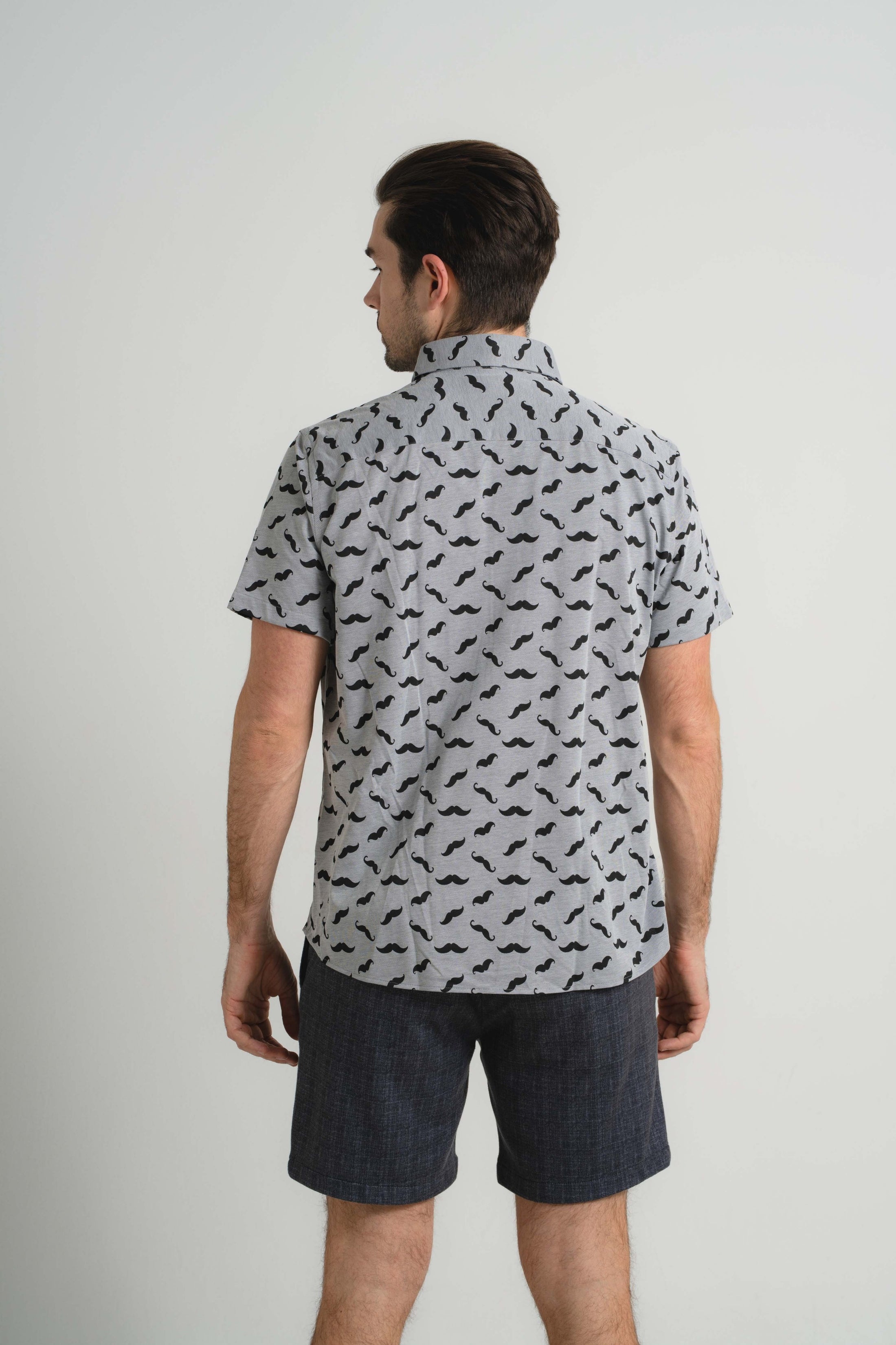 Knit Mustaches Short Sleeve Shirt