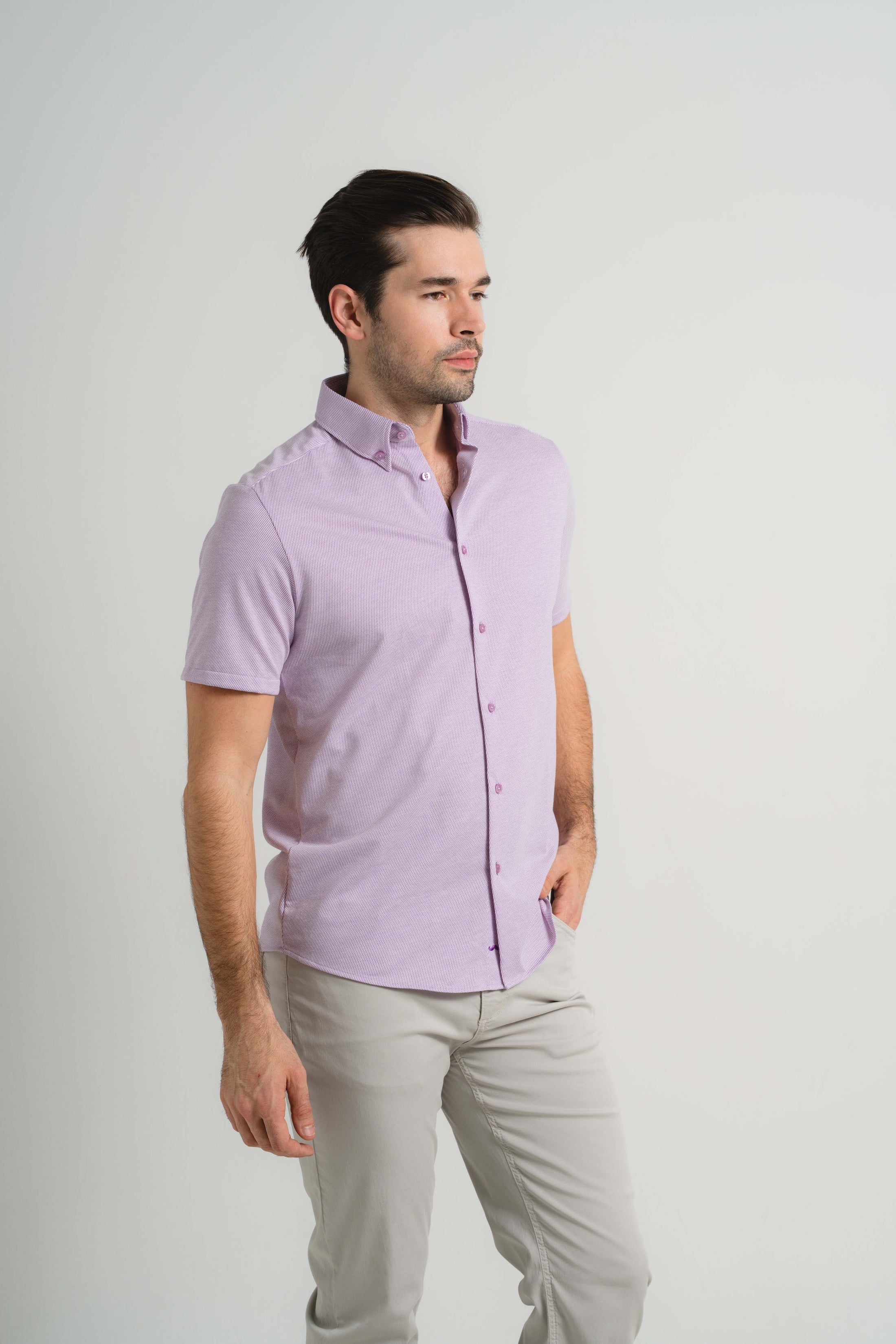 Plum Pin Dot Short Sleeve Shirt