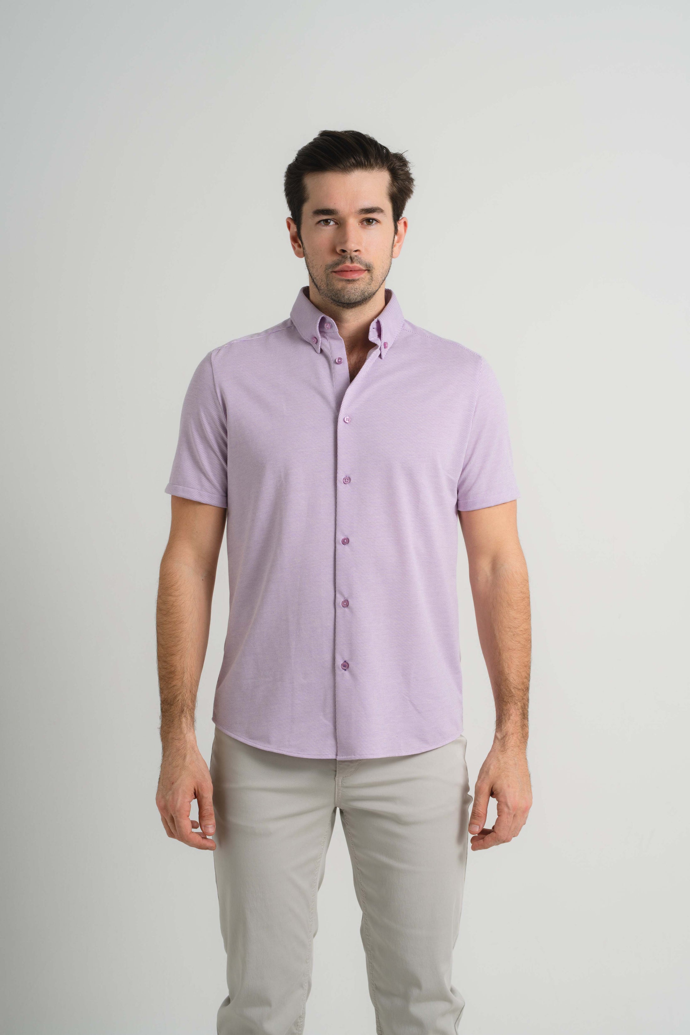 Plum Pin Dot Short Sleeve Shirt