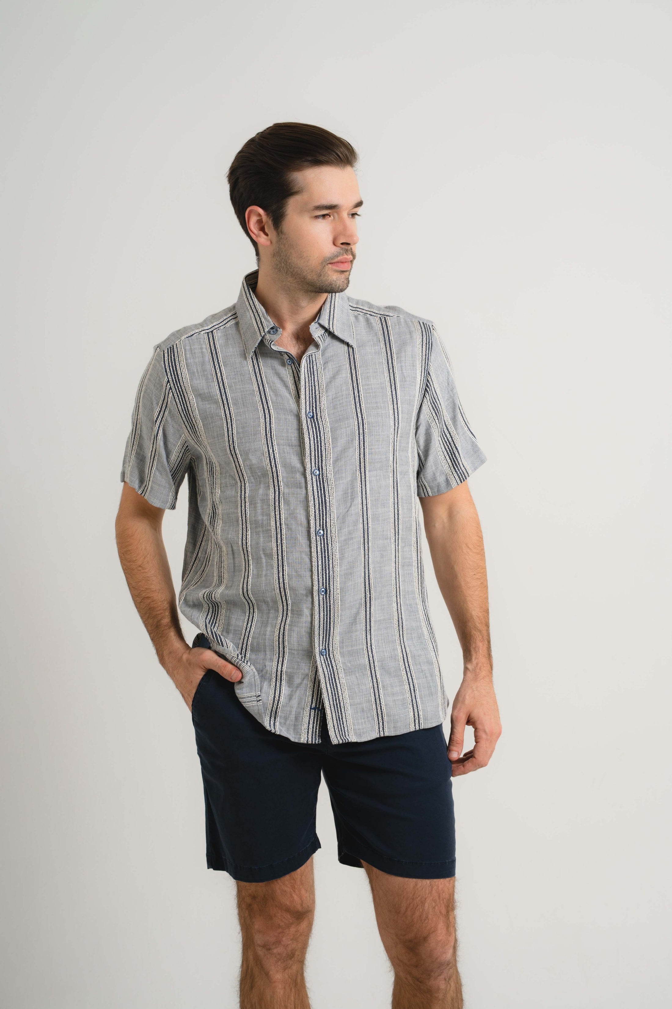 Raised Stripe Short Sleeve Shirt