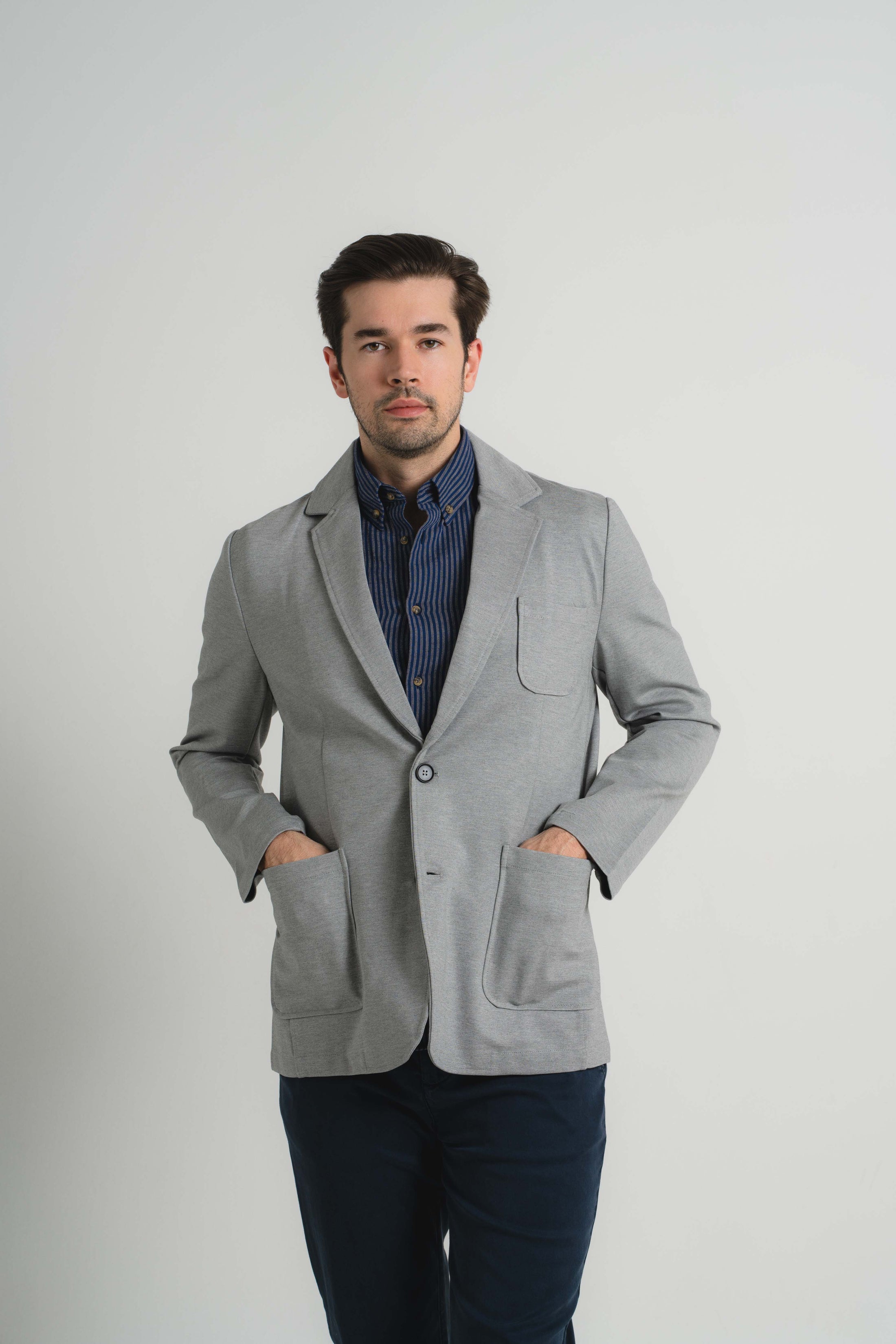 Grey Performance Stretch Casual Blazer