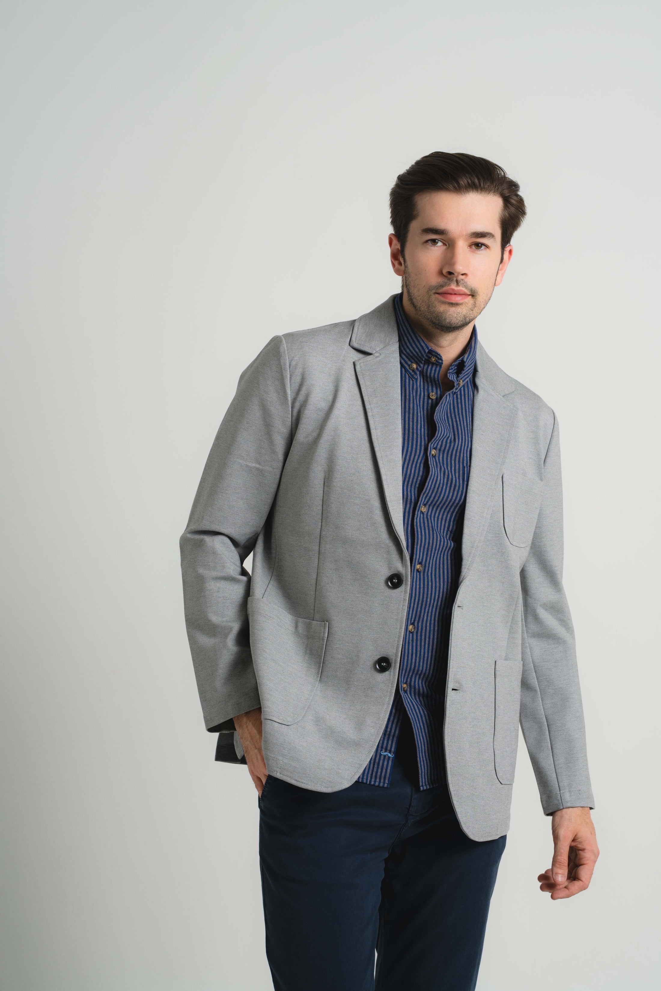 Grey Performance Stretch Casual Blazer