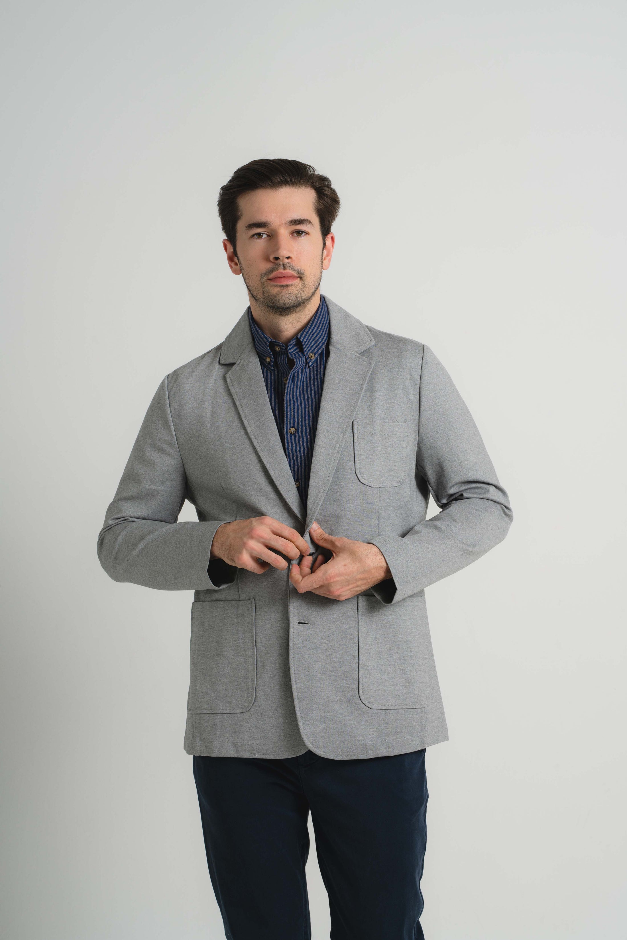 Grey Performance Stretch Casual Blazer