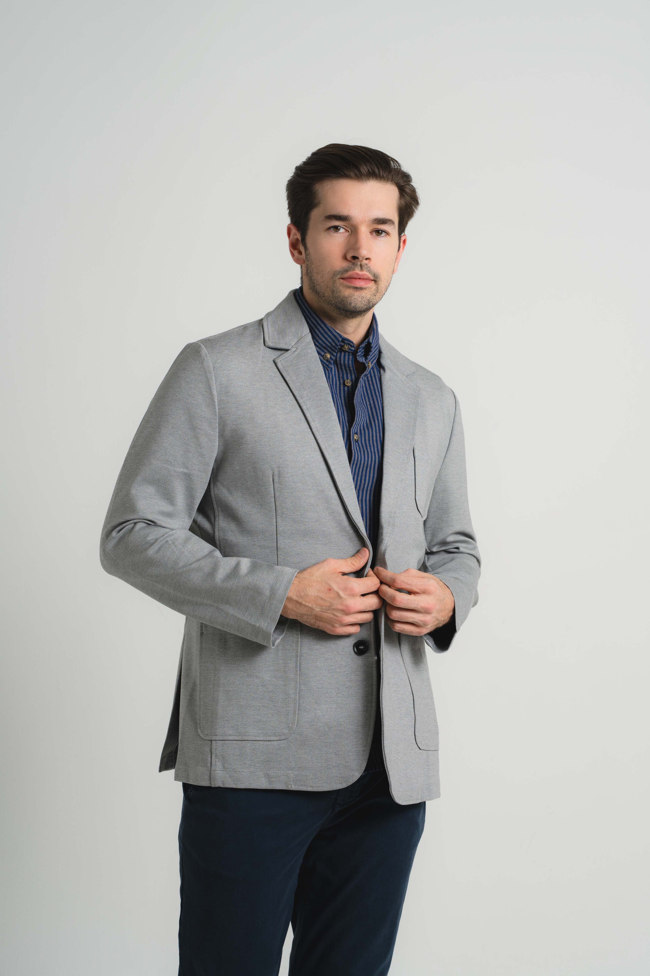 Grey Performance Stretch Casual Blazer