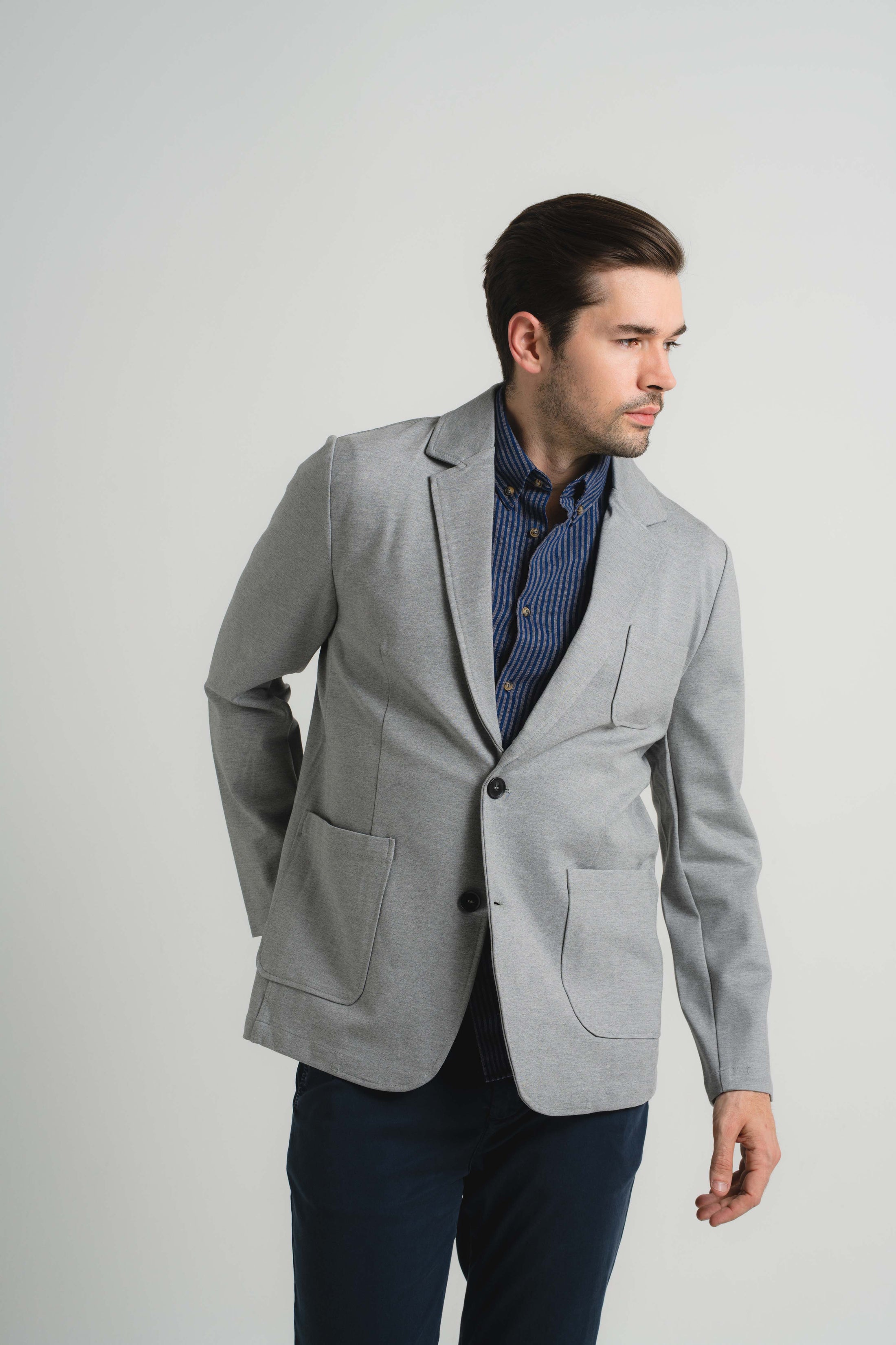 Grey Performance Stretch Casual Blazer