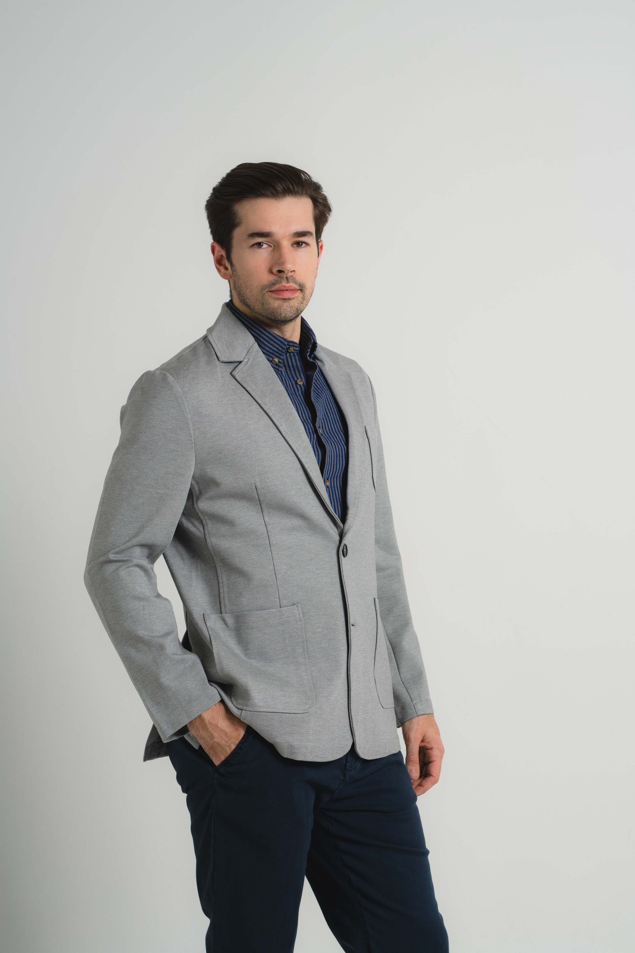 Grey Performance Stretch Casual Blazer
