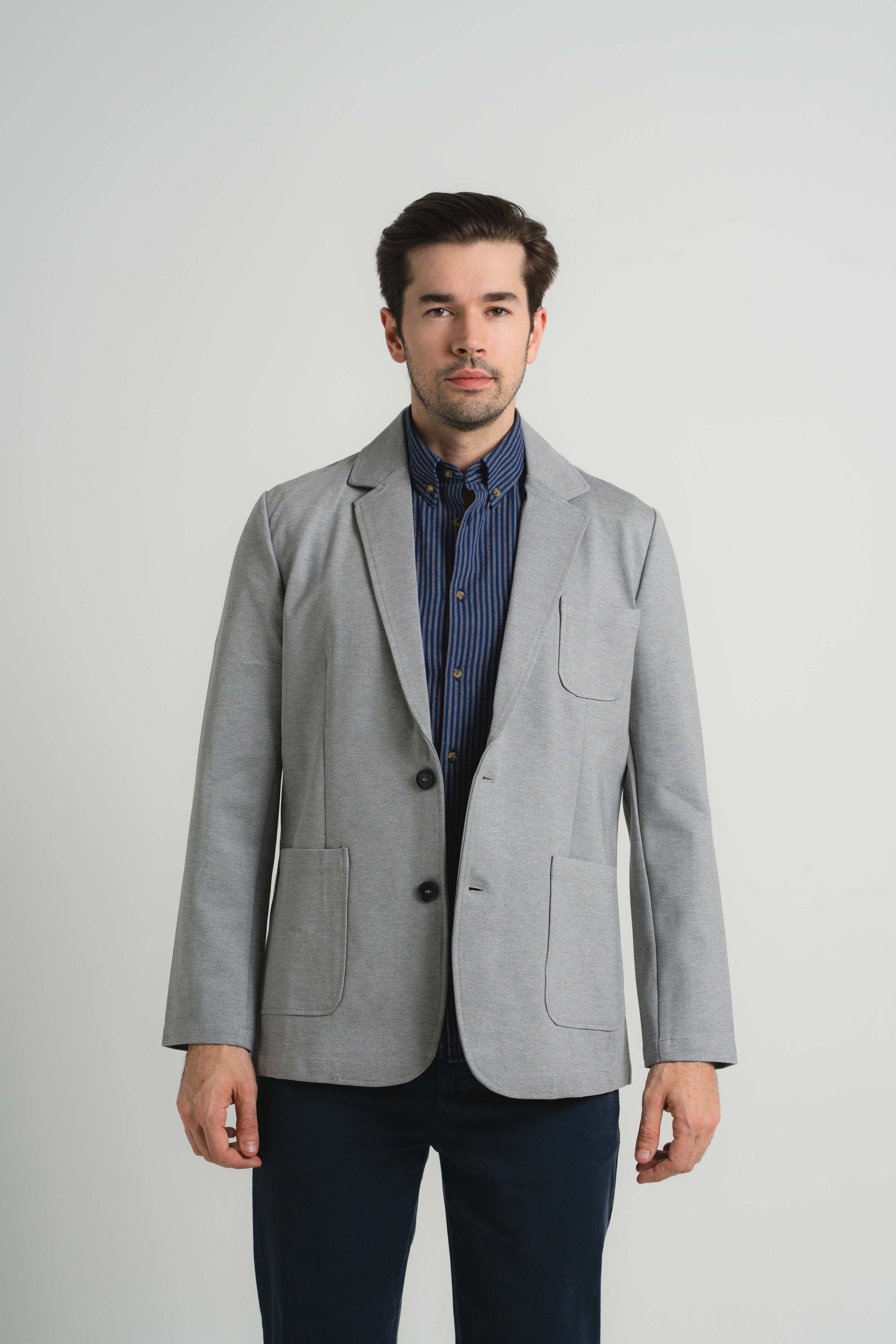 Grey Performance Stretch Casual Blazer