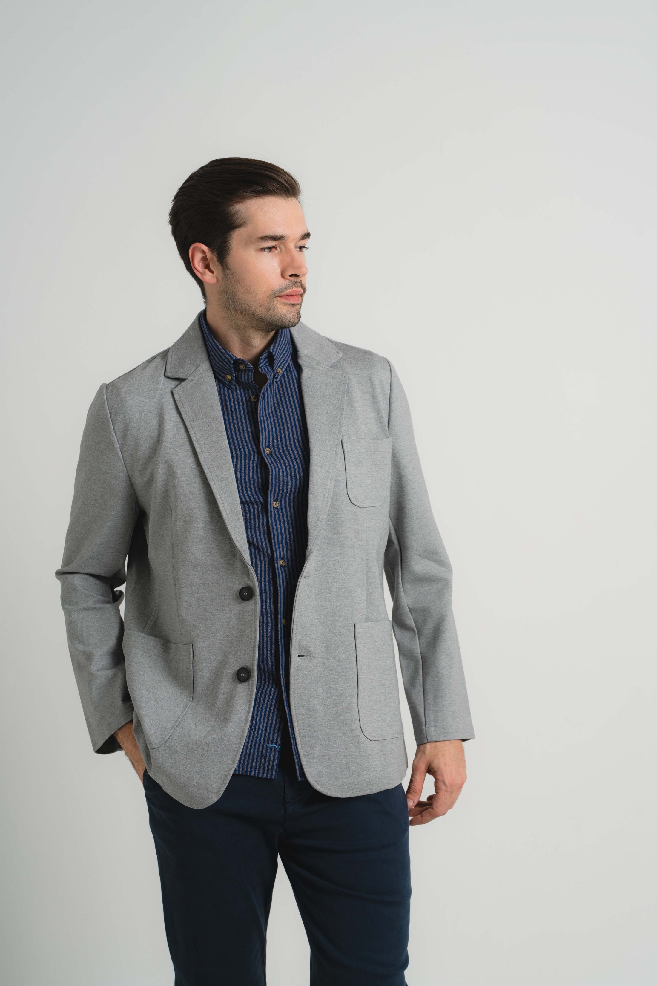 Grey Performance Stretch Casual Blazer